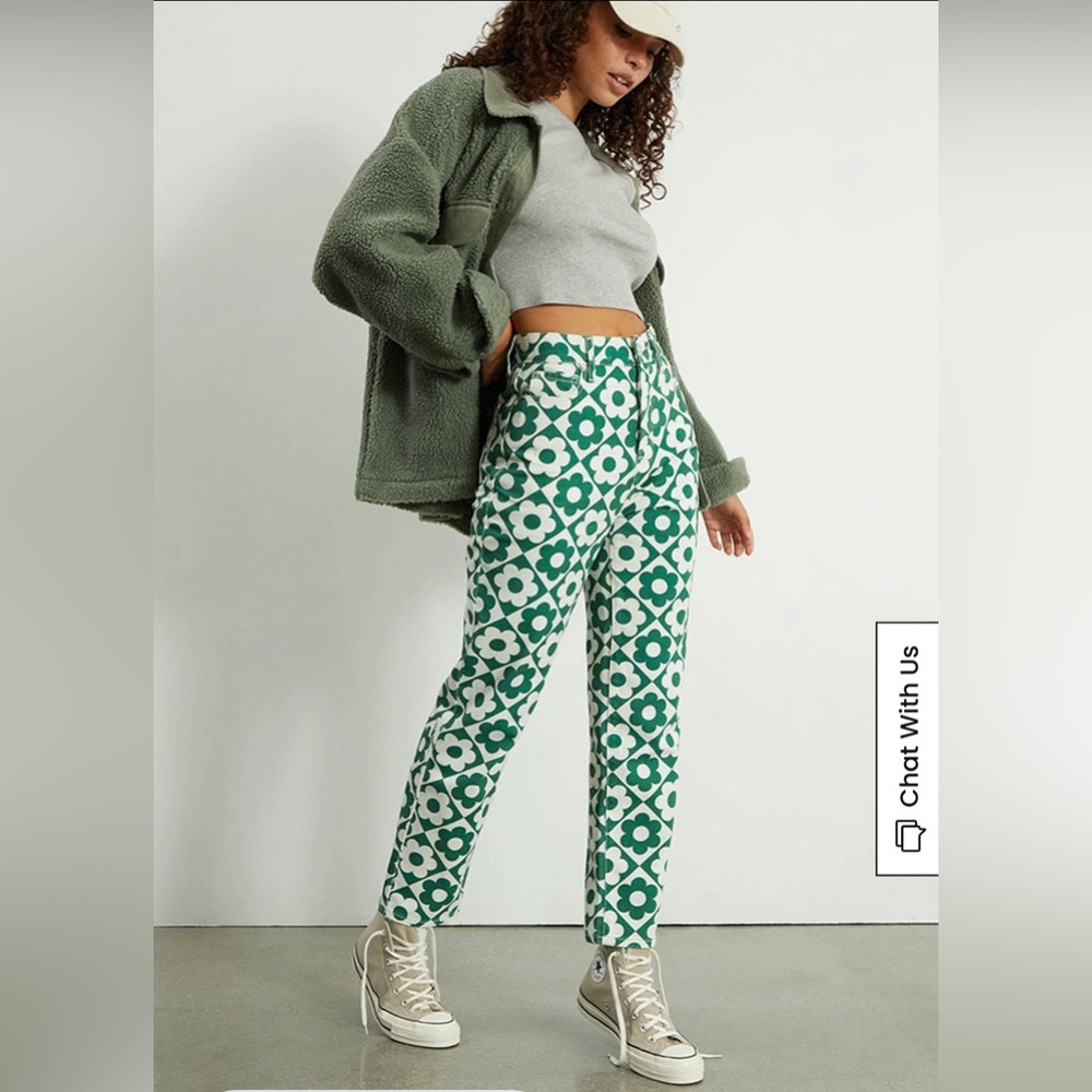 COPY - BRAND NEW NEVER WORN Green flower pants